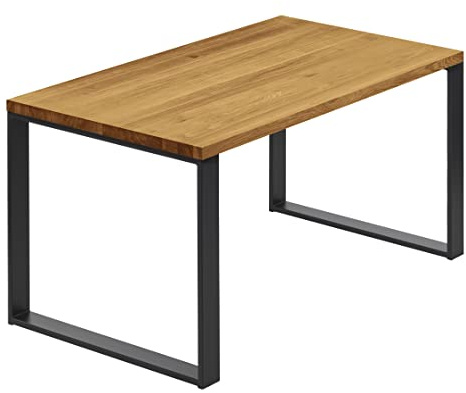 LAMO Manufaktur Esstisch Küchentisch Schreibtisch Couchtisch aus Massivholz, 120x60x76 cm (AxBxH), Modern, Rustikal/Schwarz, LCG-01-A-003-9005M