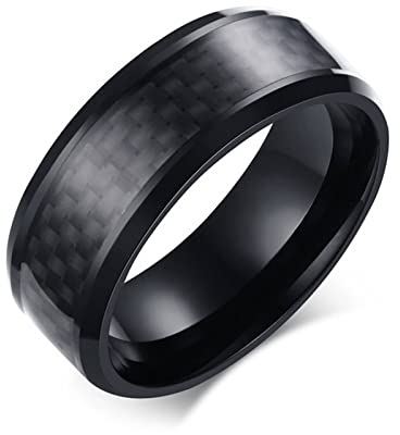 Banemi Ehering Männer, Couple Rings Edelstahl Negro Estilo Simple de 8mm Hypoallergen Partnerringe Größe 60 (19.1)
