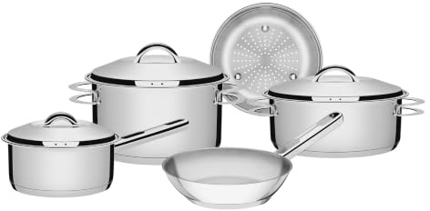 Tramontina Batería de Cocina de Acero Inoxidable con Fondo Triple Solar 5 Piezas