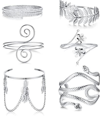 Milacolato Bracelet Women Oberarmreif Gold Oberarm Schmuck Spiral Oberarmmanschetten Armband Für Frauen Boho Schmuck Damen Armreif Set Verstellbar 6 Teiliges Festival Armbänder