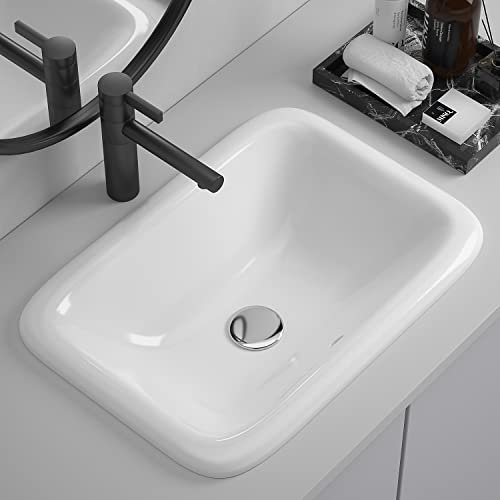 Enbol Lavandino in ceramica bianca per bagno di vanità Drop-in auto Rimming Lavatorio Topmount O2215