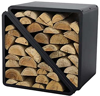 WESTMANN Kaminholzregal aus Stahl | 57x36x56 cm Schwarz | Feuerholzregal für den Innen- & Außenbereich | Brennholzkorb & Kaminholzhalter zum Lagern