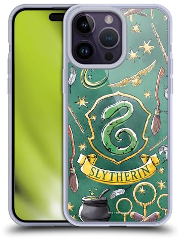 Head Case Designs Offizielle Harry Potter Slytherin Muster Deathly Hallows XIII Gel Handyhülle Hülle [Militärischer Schutzgrad] Kompatibel mit Apple iPhone 14 Pro Max