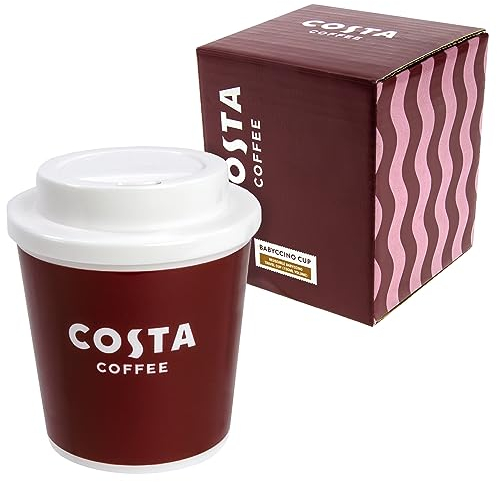 Kimm & Miller Costa Coffee Babyccino Kids Travel Mug - Small Reusable Plastic Coffee Cup with Lid (150ml) - Kids Mugs or Adults Espresso Travel Cup