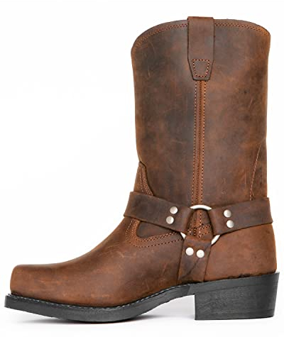 Stivali da Cowboy da Uomo Testa Quadrata Ricamo Stivali Western Altezza Polpaccio Vintage Dimensioni Stivali Taglia 39-46 (42,Giallo-Marrone)