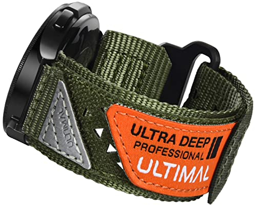 ULTIMAL Kompatibel Mit Samsung Galaxy Watch 7/6/5/4 Nylon Armband, durchbrochen verstellbarer Klettverschluss Ersatzarmband(Grün,20mm)