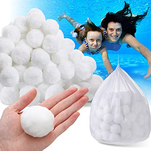 Zubebe Pool-Filtermedien Bälle Faserfiltermedien für Schwimmbad-Sandfilter und Badewannen, Spas, Aquarium, Schleim- und Schmutz-Reinigungsschaum (weiß, 3,5 kg)