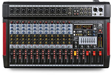 Power Dynamics PDM-T1204-12-Kanal-Mischpult mit Bluetooth, 380 Effekten, MP3-Player und mehr