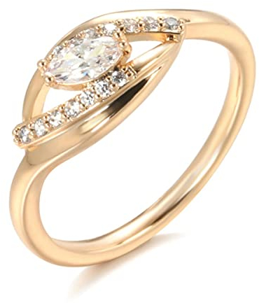 YAHOYA Fine Jewelry 585 Rose Gold Braut Ehering Natürliche Zirkon Finger Ringe für Frauen Hochzeit Schmuck Kristall Geschenk