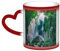 Evealyn Wasserfall im Dschungel bedruckte Kaffeetasse Farbwechsel Tasse Wärmewechsel Keramik Kaffeetassen Sternenhimmel Wärmeempfindliche Teetassen für Männer Frauen