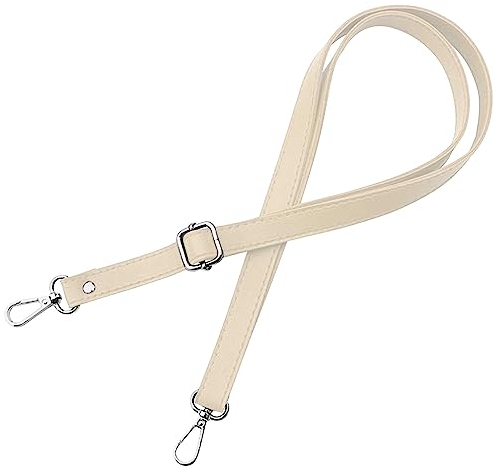 Gurt Band Schulterriemen für Damen Taschen Handtasche - Creme Weiß - Farbe Metallteile Silber - Länge verstellbar 70-128 cm - Breite 1,8 cm - Schultergurt Umhängetasche Trageriemen Riemen Umhängegurt