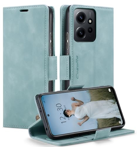 KZB Handyhülle für Xiaomi Redmi Note 12 4G Hülle Premium Leder Klappbar Tasche RFID Schutzhülle Flip Case Magnet Kartenfach Standfunktion Klapphülle für Xiaomi Redmi Note 12 4G 6,67'' - HellBlau
