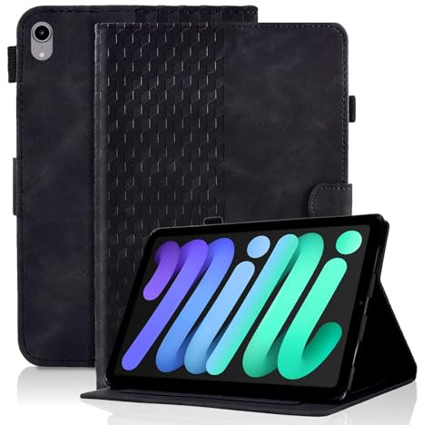 Vkooer Custodia per iPad MINI 6a generazione 2021 da 8,3 pollici, Apple iPad MINI 6, custodia a libro in pelle PU con supporto per visualizzazione automatica sleep/wake multi-angolo, nero