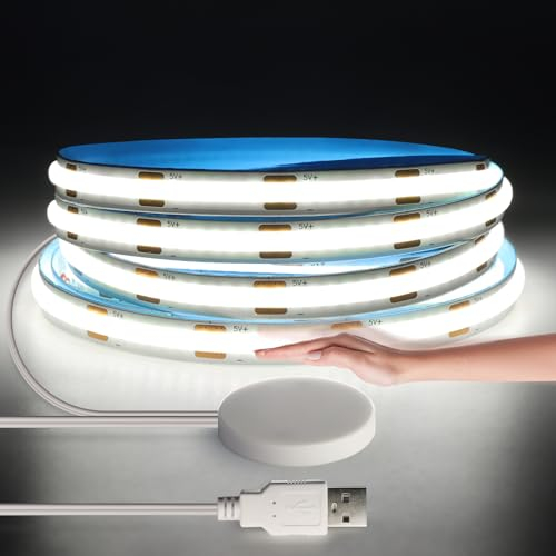 CHNMALITAI 5V USB COB LED Streifen, 2M Weiß Dimmable COB LED Strip Light with Touch and Hand Sweep Dimmer Schalten For Innen Küche Bedroom Kitchen Beleuchtung