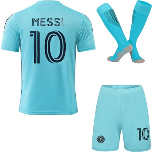 Mikalay Miami #10 Third 2023/2024 Grün Kinder Trikot & Shorts mit Socken Jugendgrößen (Grün,24)