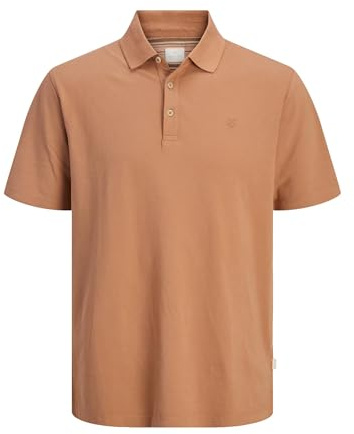 JACK & JONES Male Polo Shirt Plain Shirt Collar Polo Shirt, Sunburn., L