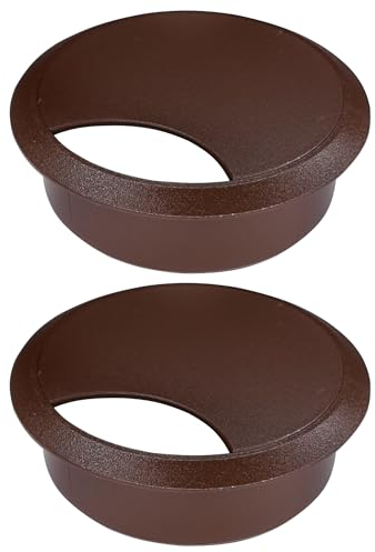 cyclingcolors 2X pasacables 70mm plástico Tapa Redondo Escritorio Mesa Mueble (marrón Oscuro)