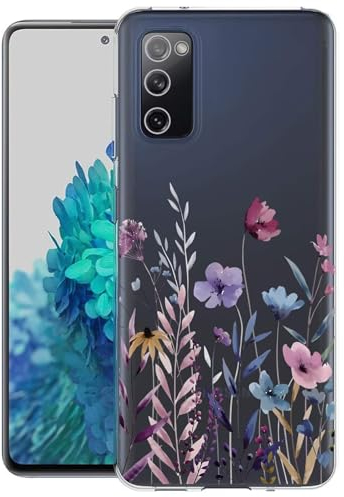 Kaywzo Hülle für Samsung Galaxy S20 FE,Transparent TPU Handyhülle mit Gemälde Blume Muster,Ultradünn Stoßfester Schutzhülle,Schön Silikon Cover Case-4