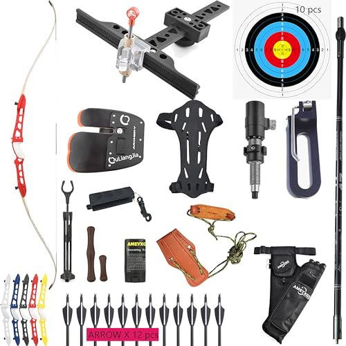 wolfman Bogenschießen Recurvebogen Pfeil Set Erwachsene 66/68/70 Zoll 14-40Lb Bogen Set Praxis Bogen Wettbewerb Bogen Jagd Bogen für Bogenschießen Club Schießwettbewerb R-händer(Rot, 66/20Lbs)