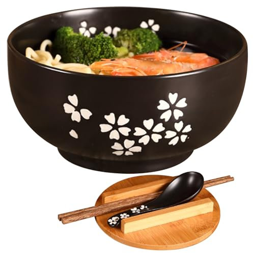 XJKLBYQ Ensemble de Bol de Ramen de 1000 ML, Bol de Ramen avec Baguettes et cuillère, Bols de Nouilles pour Udon, soba, pho, Riz et Soupe, Micro-Ondes et Lave-Vaisselle