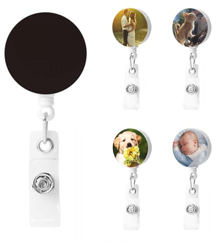 VPALSIEF Porta badge personalizzato con foto rotondo, bobina retrattile personalizzata con testo logo immagine per infermiere, dipendenti, ufficio, lavoratori, nero puro, 57,9 cm