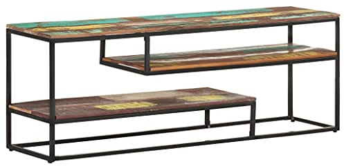 Lauuoeriau Heimartikel, TV-Schrank, 130 x 30 x 45 cm, massives Altholz, Anzugmöbel
