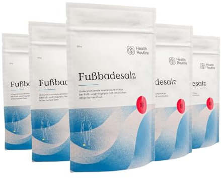 Health Routine Natürliches Fußbadesalz mit Teebaumöl 5er Pack – Für Pflege und Hygiene der Füße, mit 100% natürlichen Wirkstoffen