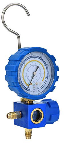 Klimaanlagen-Verteilermessgerät für Niederdruck-Klimaanlagen mit Schauglas G1/4, Geeignet für Mehrere Kältemittel, Anti-Kollisions-Design, Ergonomischer Griff, Metallring-Design,