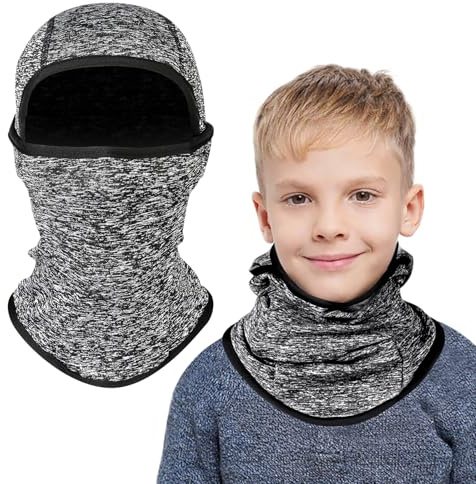 AYPOW Cagoule d'hiver Thermique pour Enfants 2-8 Ans, Multifonction Coupe-Vent Masque de Ski Bonnet de Cyclisme avec Cache-Cou, Casquette Chapeau pour Garçons et Filles Sports d'hiver en Plein Air