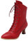 Generisch Damen Vintage Viktorianische Stiefel Schnürsenkel Steampunk Ankle Stiefel Mit Absatz Rot 40 EU