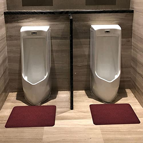 Non Slip Urinal Mats Hotel Urinal Floor Pads, Men's Bathroom Restroom Floor Water Absorption Urine Mats for Public Restrooms/Schools Commercial Splash Mats, Reusable/Wash,40*60cm-2-piece set red