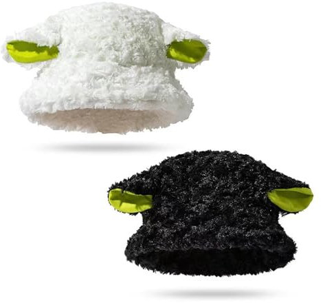 KASESSS 2 Stück Winter Wärmer Eimer Hut, Einheitsgröße Bucket Hat Winter, Bucket Hat Damen Winter für Outdoor Wandern Reisen, Fischerhut Damen Winter für Damen Mädchen (Schwarz, Weiß)