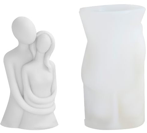 GDJIAJT 3D Körper Kerzenform, Silikonform Kerzen Körper Paar Umarmen Kerzenformen Handgemachtes DIY Silikon Kerzenherstellung, für Handarbeit Ornamente Duftkerze Handgefertigte Seife (White Couples)