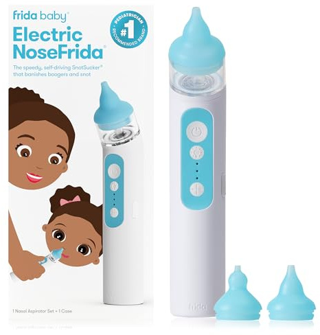 Frida Baby Electric NoseFrida Nasal Aspirator for Baby, Nose Sucker for Baby & Toddler, Upgraded Nasal Aspirator for Congestion + Allergy Relief with 3 Suction Levels, 2 Silicone Tips, USB
