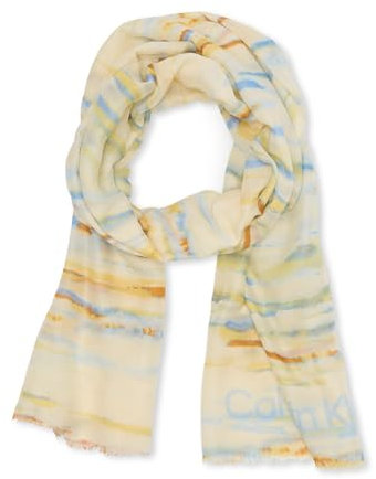 Calvin Klein Damen Lightweight Pattern Chambray Scarf Pashmina-Schal, Natürlich, Einheitsgröße
