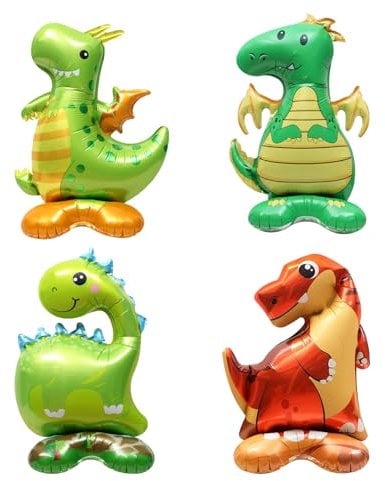 KOBOKO Dino Luftballon, 4 Stk Folienballon Dino Geburtstag Deko, Dino Ballon Dinosaurier Geburtstagsdeko, Dino Deko Kindergeburtstag Luftballon Dino, Dino Folienballon Party Dschungel Deko Geburtstag