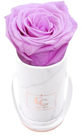 Emmie Gray Classic Infinity ROSENBOX | Marble Rosegold | Runde Flowerbox - Infinity Rosen in marmorierter Box - 1-3 Jahre Haltbarkeit - Echte Rosen, die jahrelang blühen (Baby Lilli)