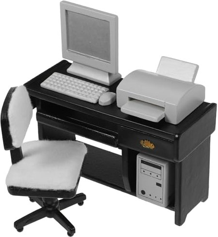 ifundom 1 Juego Modelo de Mini Mueble Office Desk Ordenador escritório Juguete Educativo Escritorio de casa de muñecas Mini Escritorio de Oficina en casa Cosas en Miniatura Madera Black