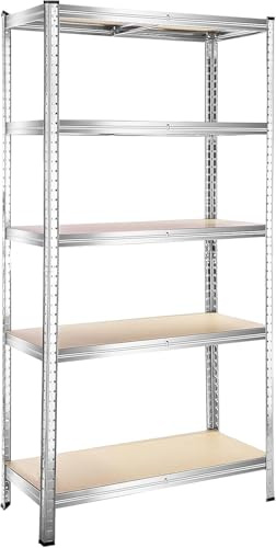 M.J COMFY-LIFE 180 x 90 x 40cm 5-Tier Heavy-Duty Shelving Units, Steel Shelving Units for Storage, Boltless Assembly, Load Capacity 875 kg, Silver