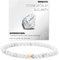 JENCVNL 4mm Naturstein Perlen Stretch Armband Damen Echtes Naturstein Armband mit 18K Gold Perlen Edelsteine Stretch Armbänder Perlenarmband (Howlite)
