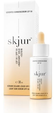 Skjur leichtes Sonnenserum LSF 50 schützt vor UVA- & UVB-Strahlen - Gesichtsserum mit Sonnenschutz, Ectoin & Radicare-Gold - Gesichtspflege Damen - Anti Aging Face Care Serum Gesicht - vegane Skincare
