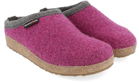 HAFLINGER Grizzly Panda Walkstoffclog Hausschuh aus reinem Wollfilz