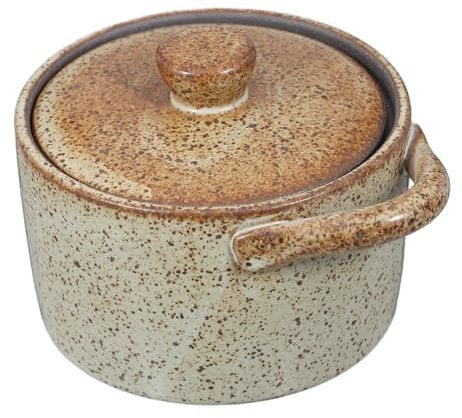 Ceramic Steam Egg Cooker Vintage Ceramic Stew Pot with Lid for Water Bath Steaming Rustic Kitchen Tableware for Family Meals and Authentic Cooking
