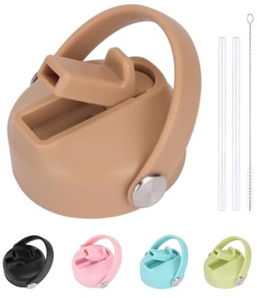 AOWVUTS Straw Lid for Hydro Flask Wide Mouth, Leakproof Lid for Hydro Flask Cup, 32 oz Flip Straw Lids Replacement fit for Hydro Flask Quencher, Sports Caps Water Bottle Accessories (Brown)