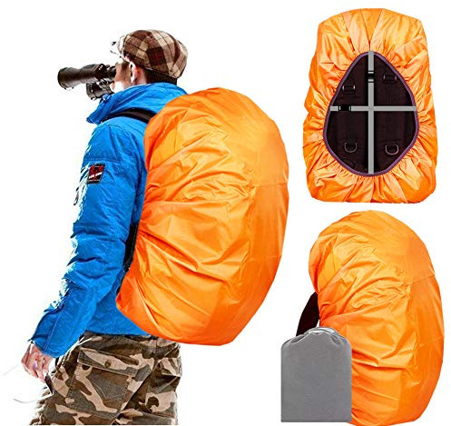 Joy Walker Wasserdichter Rucksack-Regenschutz, 8000 mm wasserdichtes Niveau, verbesserte Anti-Rutsch-Kreuzschnallenriemen, vier verstärkte Schichten für Wandern, Camping, Reisen, Orange, Large (for 40