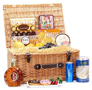 Woodluv Natural Wicker Hamper Basket, Xmas, Wedding, Anniversary Birthday Mothers Day Christmas Extra Large