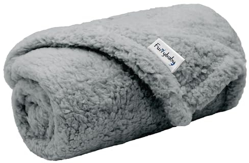furrybaby Premium Soft Dog Blanket for Small Dogs Puppy Cat Washable Sherpa Fleece 60x80 cm Pet Throw for Bed Furniture Couch Sofa Protection(Small, Grey Blanket)