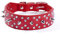 haoyueer Collar de perro de cuero con tachuelas con pinchos, con remaches de bala y diamantes de imitación, suave y ajustable para perros medianos y grandes (S, rojo)