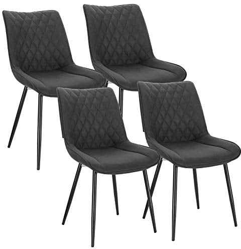 WOLTU Esszimmerstühle 4er Set, Küchenstühle, Wohnzimmerstühle, Polsterstühle mit Rückenlehne, für Esszimmer, Küche, Wohnzimmer, Büro, Sitzfläche aus Stoffbezug, Metallbeine, Anthrazit BH248an-4