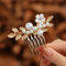 Fairvir Hochzeit Haarkämme Gold Braut Blume Haarkamm Perlen